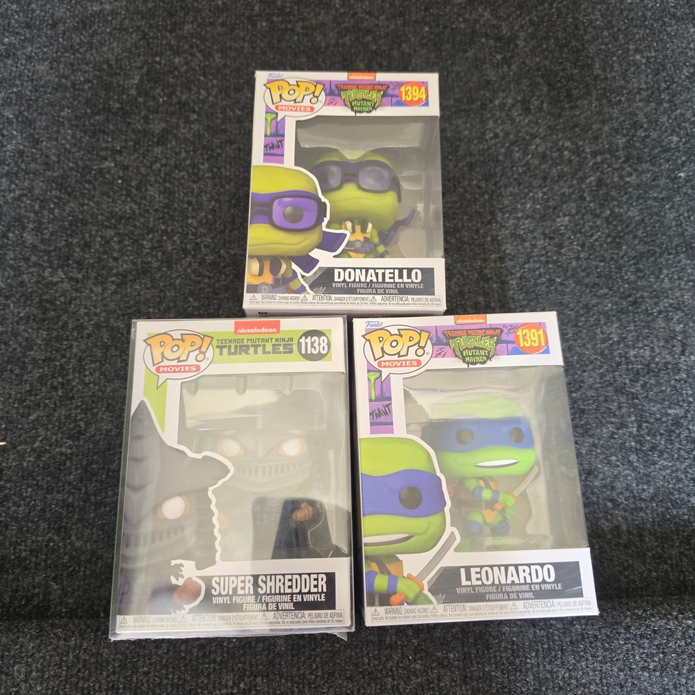 Funko Pop TMNT Mutant Mayhem Leonardo Donatello Super Shredder Lot of 3 Figures